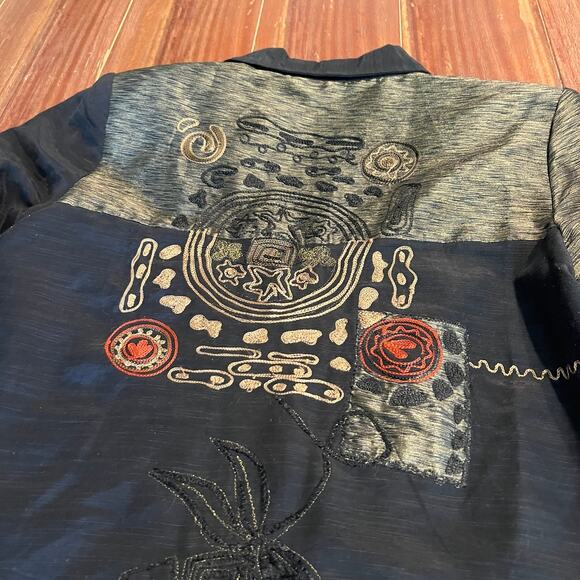 Vintage Chico’s Women's Silk Asian Embroidered Button Front Jacket Plus Size - Picture 3 of 7